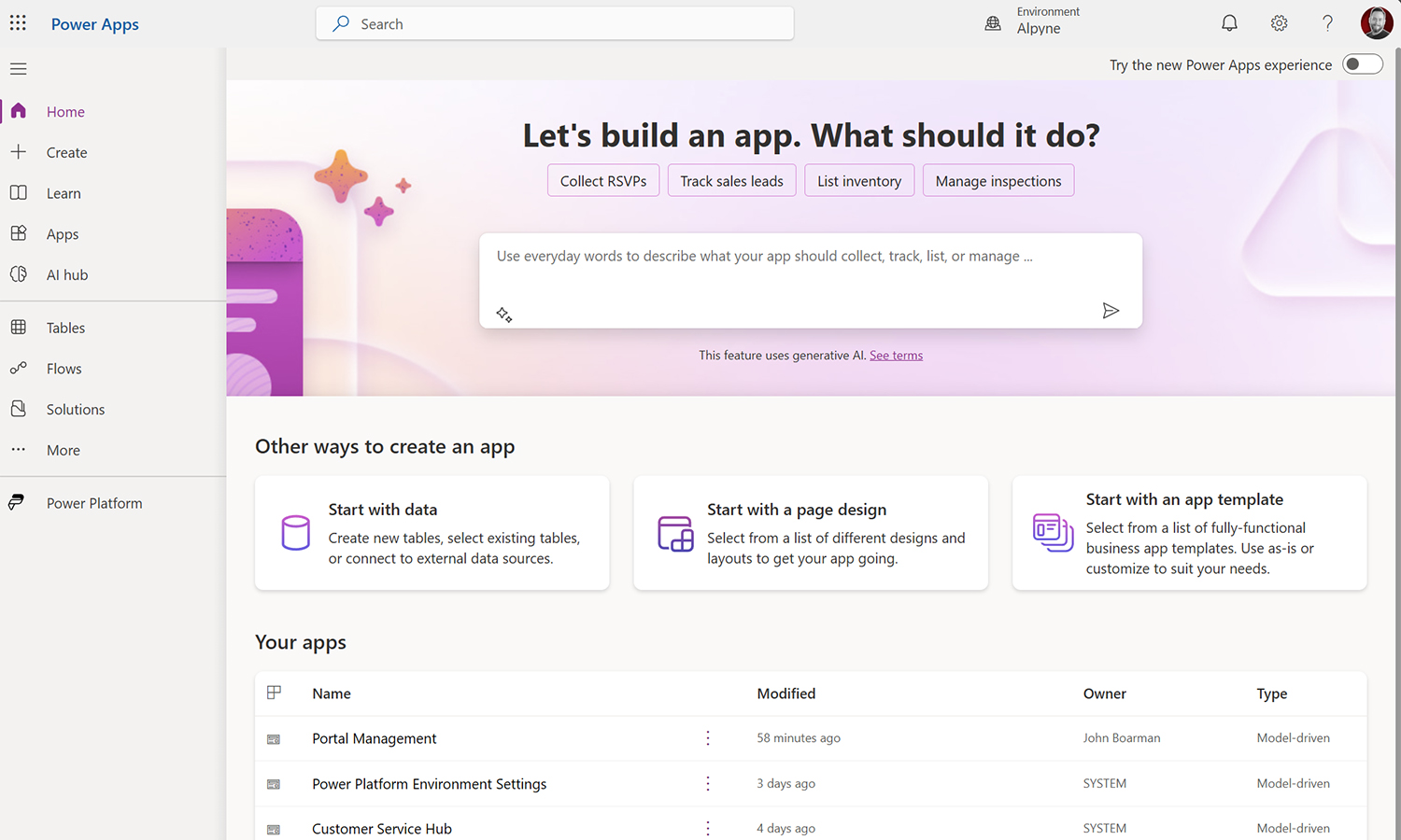 Microsoft 365 Power Apps Preview