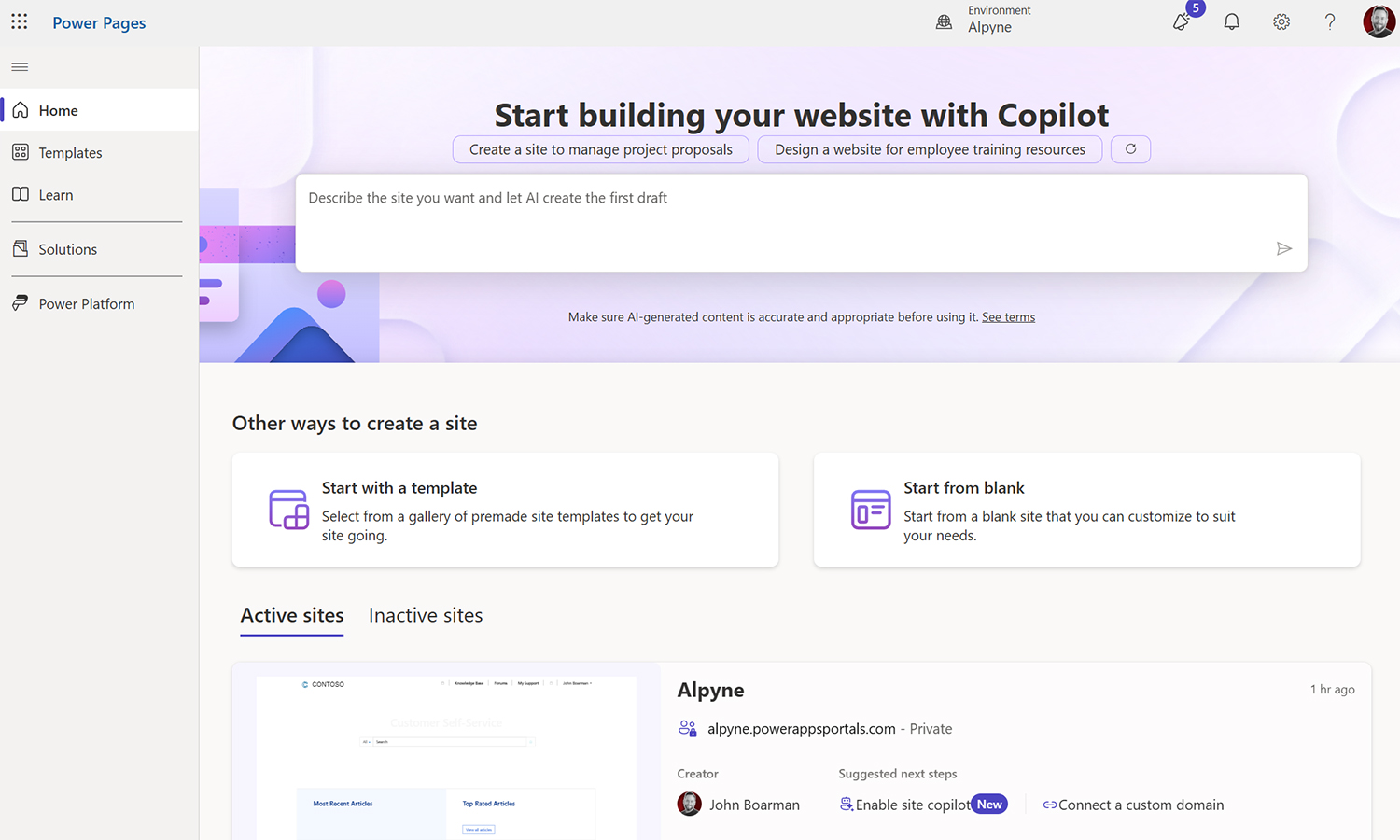 Microsoft 365 Power Pages Preview